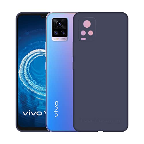 Image of Case Creation Liquid TPU Silicone Cover for Vivo V21 Soft Case,Anti-Dirty Slim Case Frosted Matte Cute Candy TPU Raised Bezel (Splash of Color) Back Case Cover for VivoV21 -Navy Electric Blue