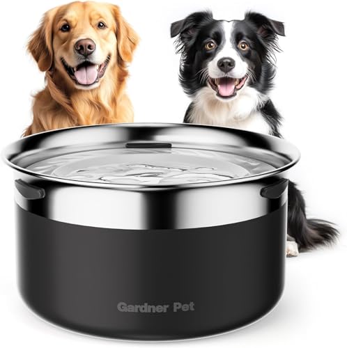 Gardner Pet Wassernapf Hund ohne Sabbern, 3,85L Edelstahl Hundenapf Auslaufsicher, Anti-Verschluck-Wasser für große Hunde, Für Innen, draußen geeignet, Verhindert Tropfen, Schwarz
