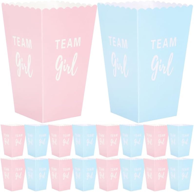 Gender Reveal Popcorn Boxes 24 Pack 4.52X2.75X1.96In Paper Popcorn Holders for Gender Reveal Party Favors Baby Shower