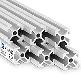 KLAK 20 - Aluprofil 6 Stück 20x20mm 2m System-, Montage-, Konstruktionsprofil Nut 6