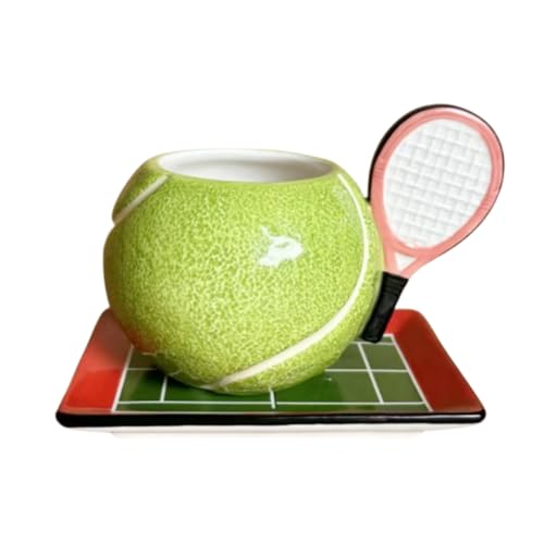 Taza y Platillo de Cerámica con Diseño de Tenis 250 ml