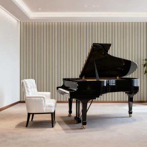 Image of Art3d 94 x 12.6 in Acoustic Lightweight Slat Wall Panel, 4-Piece, White Elm