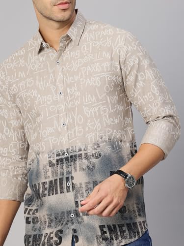 Image of Majestic Man Stylish Ombre Print Pure Cotton Casual Shirt for Men