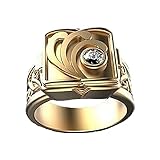 Ganquya Men's Hip Hop Cubic Zirconia Ring,Mini Secret Compartment Storage Box Flip Coffin Ring Cuban style Iced Out Jewelry Party Punk Ring (US size 11)