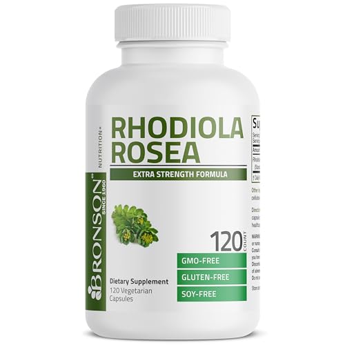 Bronson Rhodiola Rosea Vegetarian Capsules - Adaptogenic Herb - Brain, Stress & Mood Support - Non-GMO, 120 Count
