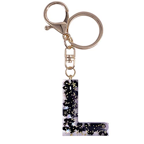 SELOVO Black Capital Initial L Keychain Letter Alphabet Charm Keyring
