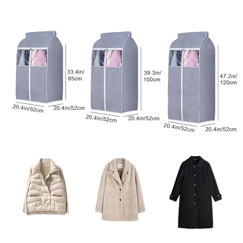 Breathable Garment Bag for Hanging Clothes, Dustproof Suit Storage with Clear Window, 47.2in (120cm) - Ideal Closet Organizer for Dresses & Suits2