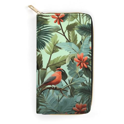 Womens Leather Wallets Tropical Plants Wallet for Women Large Capacity Card Phone Holder Ladies Purse
