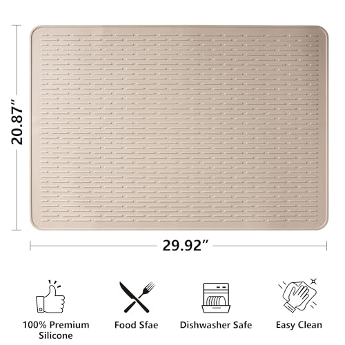 Image of Stove Top Cover for Electric Stove- Range Covers for Electric Stove,Silicone XXL Dish Drying Mat, Glass Cooktop Covers, Flat RV Range top Mats (Taupe Thickened, 30 inchx21 inch)