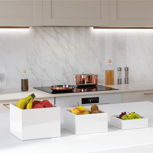HYQ Buffet Risers, Food Risers for Buffet Table, White Risers for Display Figures Collectibles Jewelry, Acrylic Cube Dessert Table Display Nesting Riser with Hollow Bottoms 8\"x9\"x10\"