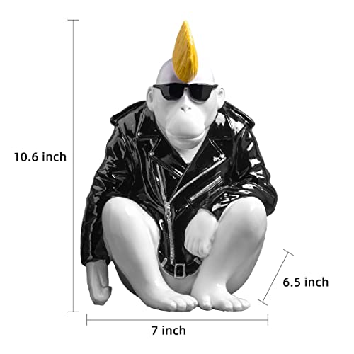 Micdecor - Cool Gorilla Route 66 Souvenir Desk Statue Rock & Roll Bar Statue Home Office Decor Polyresin Figurine Sculpture (Black) #TOP1
