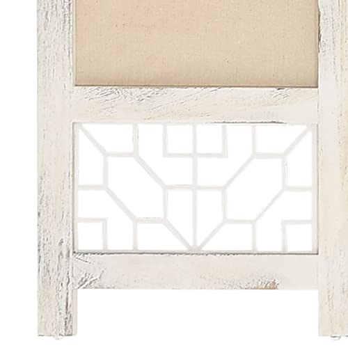 Paravent stable et peu encombrant 4 panneaux crème en tissu lavable - 5