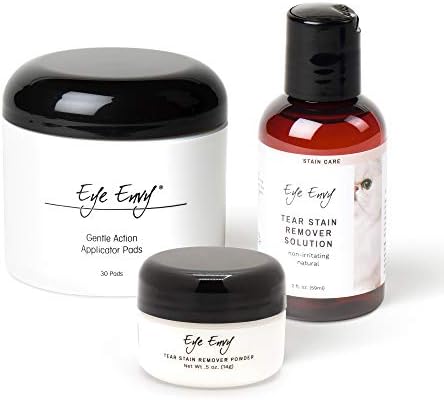 Eye Envy Cat Tear Stain Remover Starter Kit | Tear Stain Essentials 2 Step System in One Kit | Lasts 30-90 Days | Solution (2 Fl Oz), Applicator Pads (30 Ct) & Powder (0.5 oz)