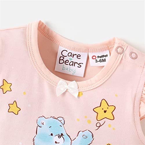 Adoracute By Patpat Care Bears Baby Girl Bodysuit 3-Pack Ruffle Sleeve Clothes Bodysuit Unisex Baby Rompers Set Rainbow 3-6 Months #TOP4