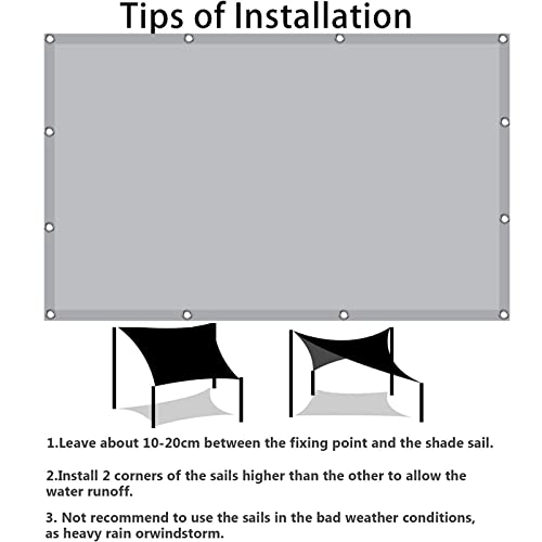 Voile d'ombrage anti-UV 1.8x3m imperméable avec oeillets de fixation - 8