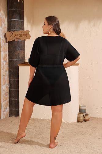 SWOMOG Plus Size Swimsuit Cover Up Women Chiffon Kimono Bikini Coverups Cardigan Open Front Summer Beachwear Swimwear4
