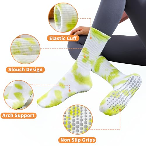 Image of Grip Socks Pilates for Women- Cute Pilates Socks- Tie Dye Non Slip Grippy Sock Woman for Yoga Barre Dance