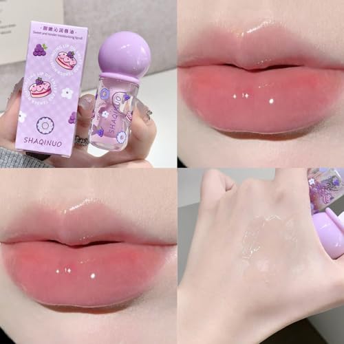 Baorder 4 Pcs Hydrating Lip Gloss Oil Set,Fruit Flavored Gloss,Moisturizing Cute Lip Blam Lip Skincare,Jelly Lip Make-Up for Women, Party Gift