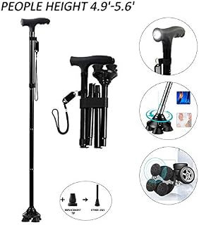 BigAlex Folding Walking Cane with LED Light,Adjustable & Portable Walking Stick, Lightweight,Collapsible