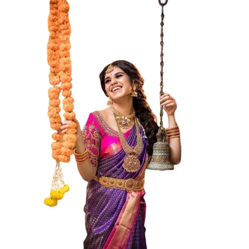 Flosive Women's Present Banarasi Soft Lichi Silk Saree Beautiful Jacquard Rich Pallu Design Work Zari Woven Kanjivaram Silk Style Saree With Soft Lichi Silk Blouse Piece Ayn Royal Wine & Pink