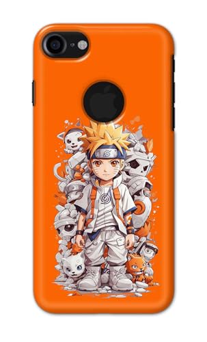Image of Plastic Printfidaa Printed Hard Back Cover Case For Apple iPhone 7 Logo | iPhone 8 Logo Back Cover (Famous Anime Cartoon Character) -112, Orange
