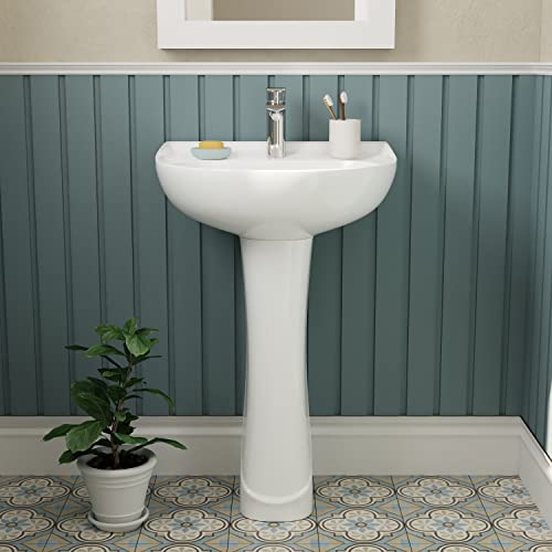 DeerValley Pedestal White Bathroom Sink 20"x17" Ceramic Art Basin DV-1P525