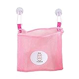 pu ran Baby Bath Time Tidy Storage Toy Suction Cup Mesh Bag Bathroom Organizer Net - Pink