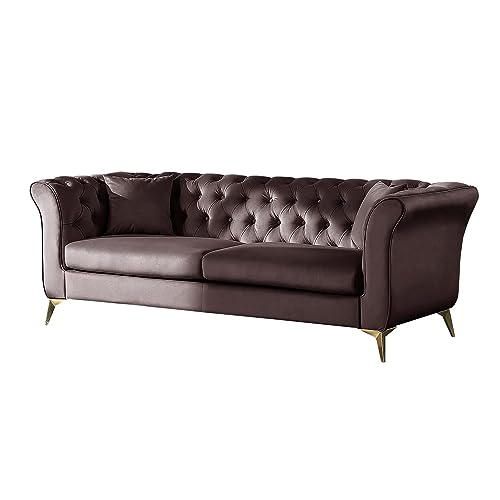 Image of Supernal 3 Seater Sofa Set with Brass Legs Perfect Gives Luxurious Look for Home /Living Room /Office /Guest Room /Hotels /Lounge