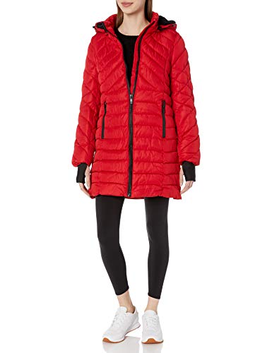 Steve Madden Women's Insulated Parka Jacket, Side Zipper red, L