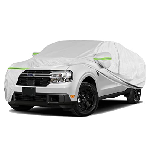 Tucarest 6-Layers Premium Heavy Outdoor Pickup Full Car Cover Hard Shell Zipper Design Waterproof All Weather Weatherproof Uv Sun Protection Snow Dust Storm Resistant With Straps(Fit For Up 190"-210") #TOP19