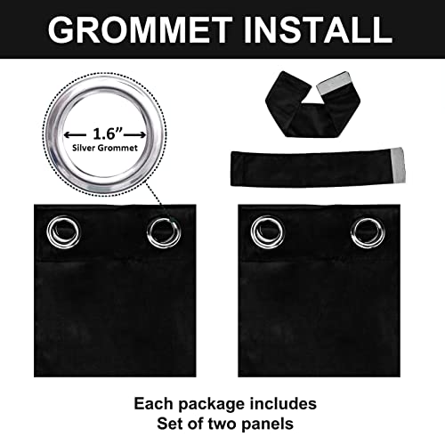 Fy Fiber House Grommet Thermal Insulated Lush Decor Velvet Curtains Room Darkening Window Panel Set W52 X L63 Inch 2 Panels Black #TOP3