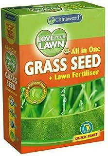 Premium Grass Seed & Lawn Fertiliser Ideal for Patch Repair, Over Seeding, New Lawns & Thickening [Fast Growing UK Climate] (375G)
