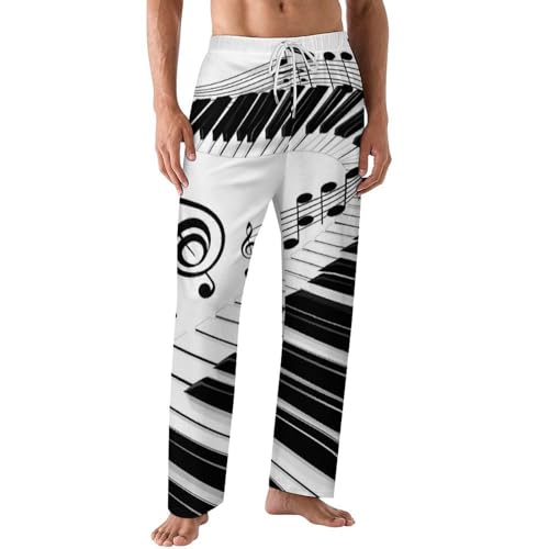 Chic Music Piano Keyboard Note Mens Pajama Pants Print Lounge Pant PJ Bottoms Sleepwear Loungewear