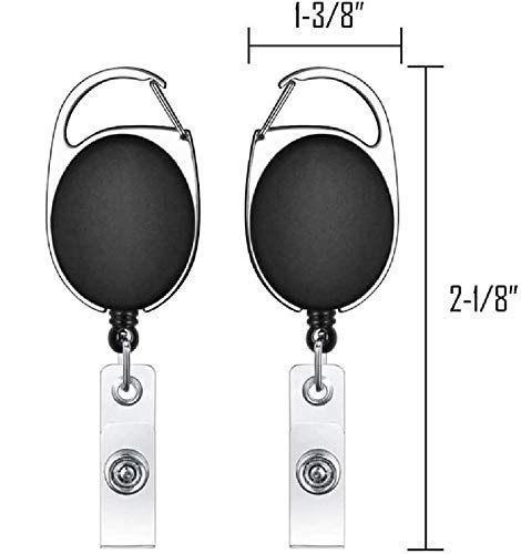 ANG ID Badge Card Holder Oval Pulley Retractable Reel Black(Pack of 2) 4