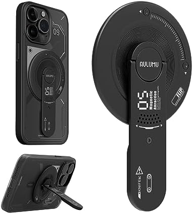 Aulumu G05 Magnetic Grip Stand for MagSafe | Removable 360° Adjustable Phone Kickstand | with Box Opener | Compatible with iPhone 16/15/14/13/12 Series - Black