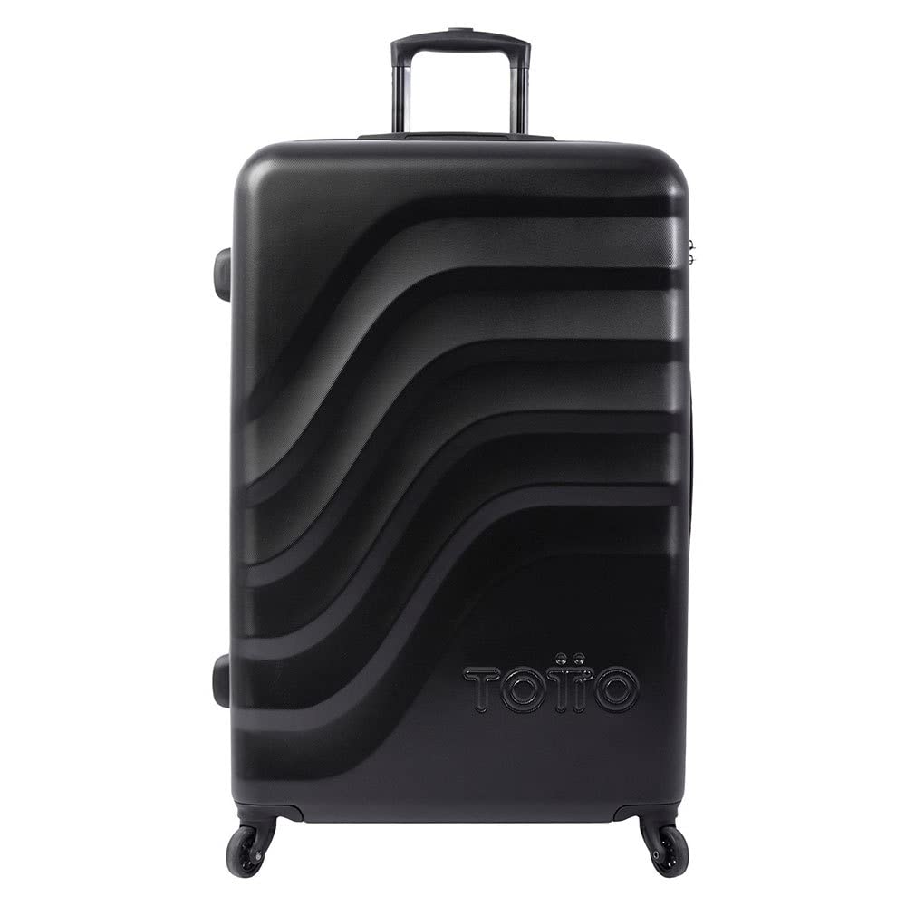 TOTTO - Maleta Rígida Grande, Modelo Bazy, 51.8 x 78.8 x 30 cm, Capacidad 120 L, Alta Resistencia a Impactos, Ruedas 360º, Manija Telescópica, Correas de Compresión Internas, Candado TSA, Color Negro
