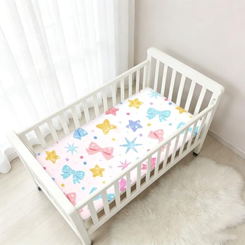 Parure de lit enfant en coton extensible nœud pastel étoile - 7