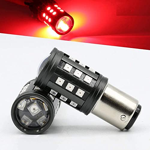 Syneticusa 1157 Red Flashing Strobe Blinking Rear Alert Safety Brake Tail Stop High Power LED Light Bulbs