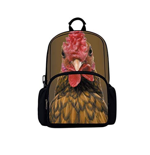 Preisvergleich Produktbild Laniom Rucksack 3D Chicken Schultasche Handtasche Mädchen Jungen Jugendlich Schulrucksack Schule Sport Wandern Reisen Einkaufen Schwarz (44cm x 31cm x 18cm)
