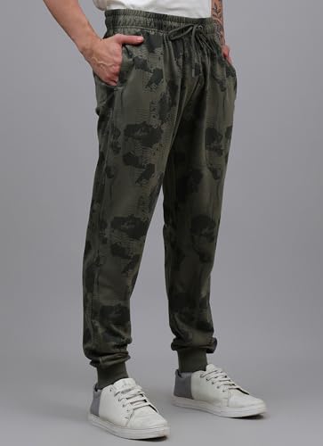 Image of Free Authority Official Harry Potter: Hogwarts Graphic Printed Olive Regular Fit Jogger for Men