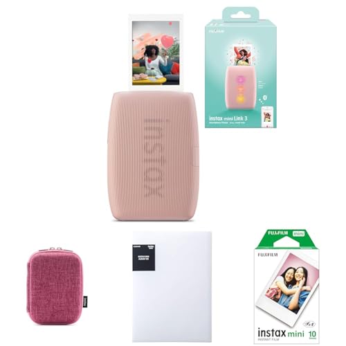 富士フイルム(FUJIFILM) クリスマスプレゼント お年玉ギフト チェキ スマホプリンター instax mini Link3 ローズピンク INS MINI LINK3 R pink + ケース +アルバム + JP1 10枚（Amazon）
