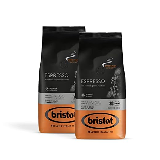 Bristot, Kaffeebohnen ESPRESSO – Insgesamt 1 kg – Bohnen mit intensivem Aroma, kräftigem Charakter und entschiedenem Geschmack – Set mit 2 pro 500 g