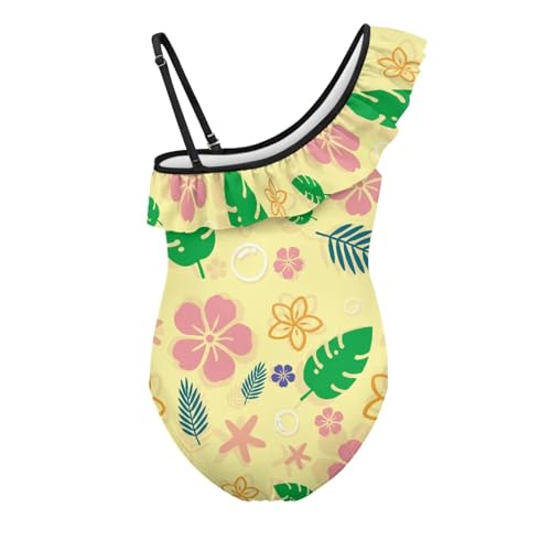 UNICEU Hawaii Swimsuit for Girls One Piece Sleeveless Bathing Suit Adjustable Strap One-Shoulder Swimwear for Beach2