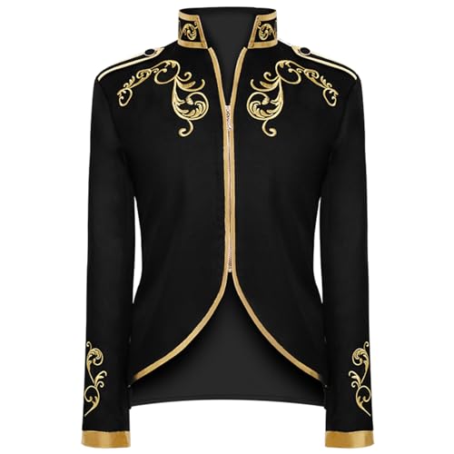 NFAOEGJ Veste Steampunk Gothique pour Homme, Costume de Prince, Blazer Gothique, Manteau Médiéval, Veste Victorienne, Vêtement Rétro, Cosplay pour...