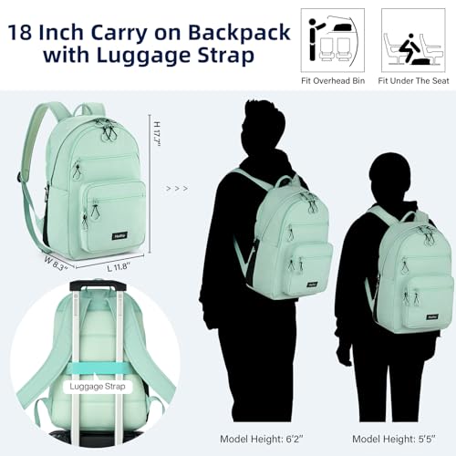 Carry On Travel Backpack For Women, 18 Inch Water Resistant Large Backpack Lightweight Bookbag For Men, 8x14x18 Personal Item Bag Casual Daypack Backpacks For Work Office Commuter (Cyan)2