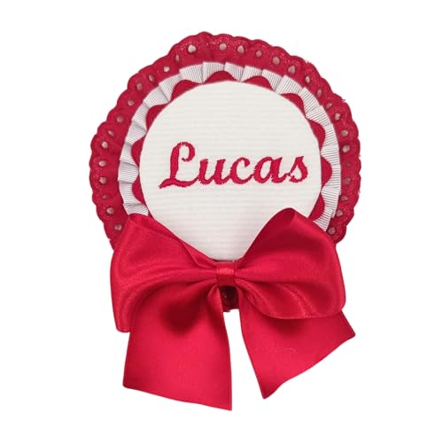 PITA HOME® Amuleto Protector Rojo cosido a mano, Broche con Nombre personalizado para bebés.