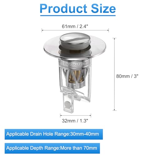 Tapón para lavabo de baño con anillo de sello y filtro ABS miniatura 2