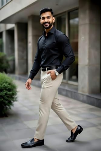 Image of Men's Formal Shirt and Trouser Combo Set | Slim Fit Stylish Office Wear | Premium Cotton Blend Shirt Pant Set for Men | Top & Bottom Clothing Set