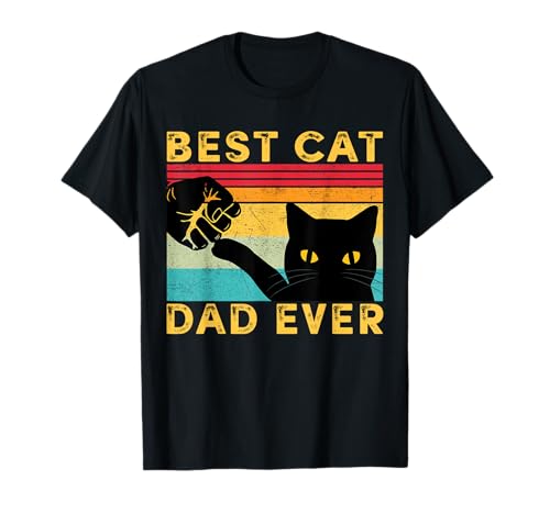 Best Cat Dad Ever Retro Cat Fist Bump