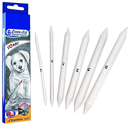 Nature Arts and Colours Drawing Pencil (6 pcs) with Paper Stumps Blender (6 pcs) Combo